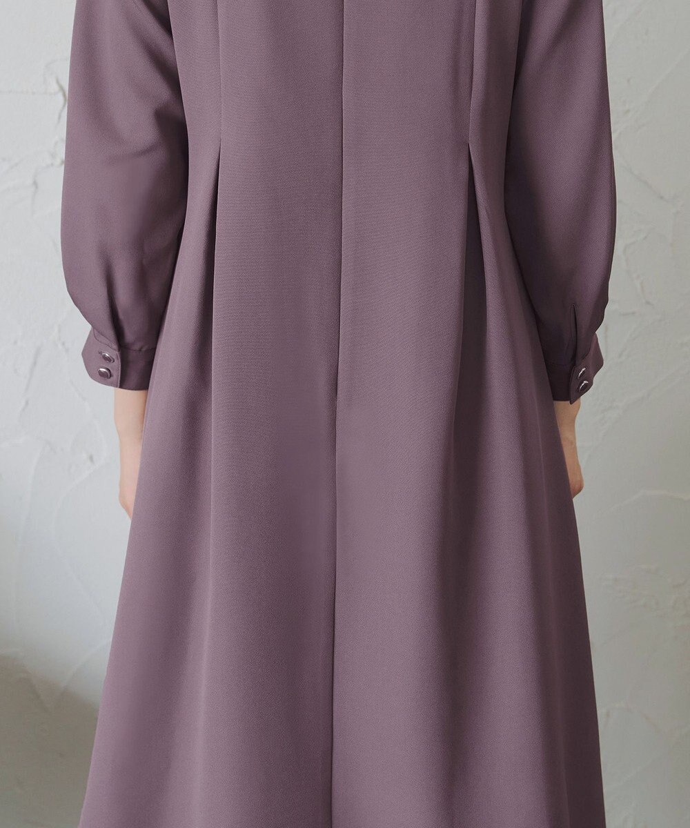 Tiaclasse 【洗える】ビジュー付きフロント切替タックワンピース 