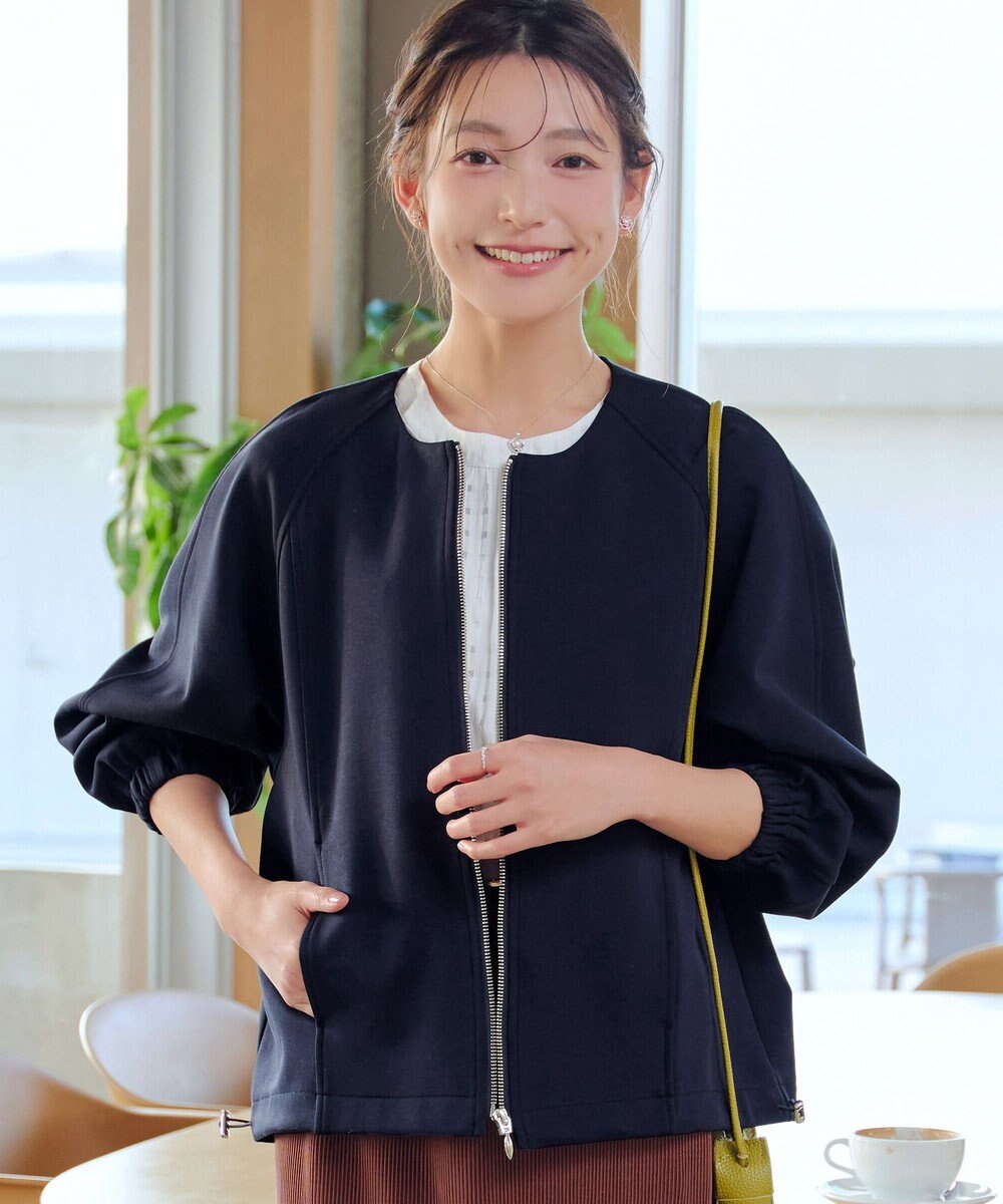 Tiaclasse ダンボールポンチノーカラーブルゾン 