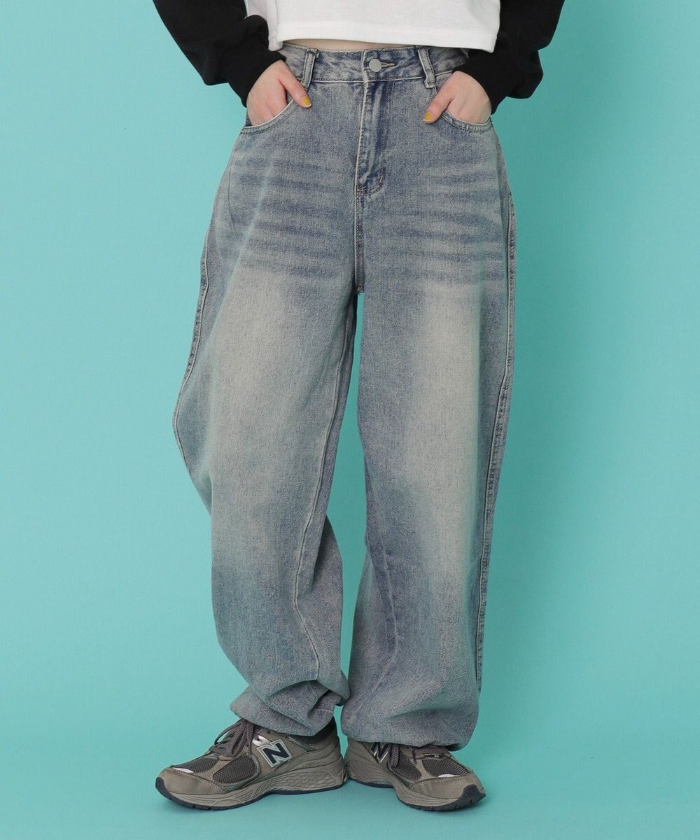 WEGO バックポケットロゴバギーデニム 