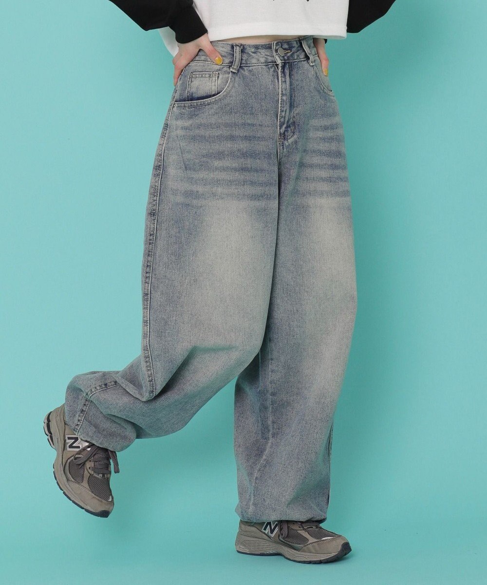 WEGO バックポケットロゴバギーデニム 