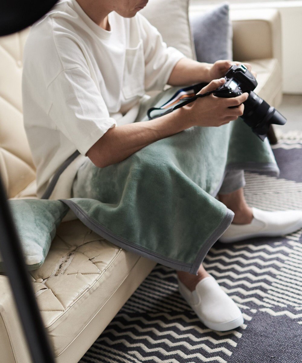 LOOM&SPOOL FOL綿毛布ブランケット／カーキ 