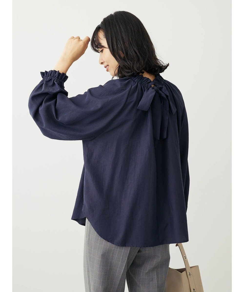 Green Parks スタンドフリルボウタイブラウス 