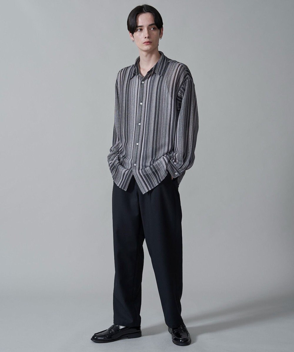 WEGO ストライプメッシュBIGシャツ（LS） 