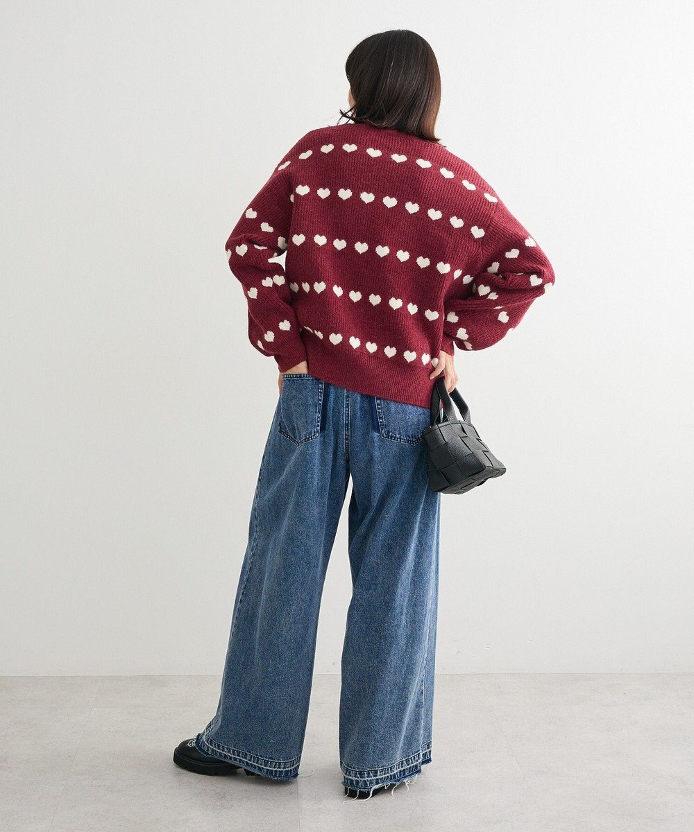 Green Parks ・ｓｗｉｎｇ　ｂｙ　ハートジャカードクルーニット 