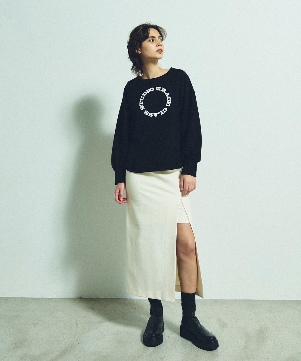 GRACE CONTINENTAL フロッキーロゴプリントトップ 