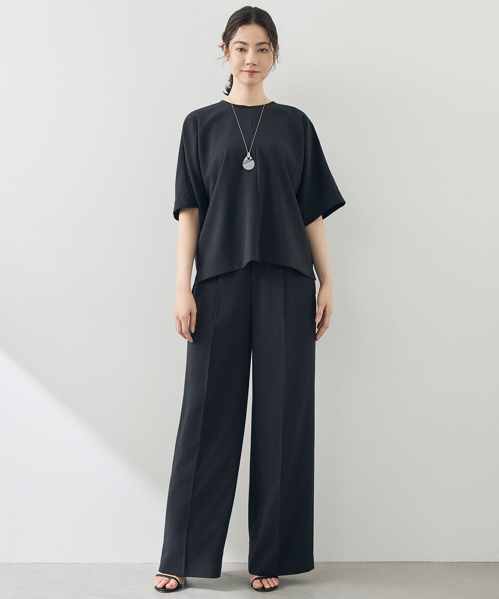 自由区 【カタログ掲載・セットアップ対応・セレモニー・ハレの日・通勤】テクスチャードスーツストレートワイド パンツ 