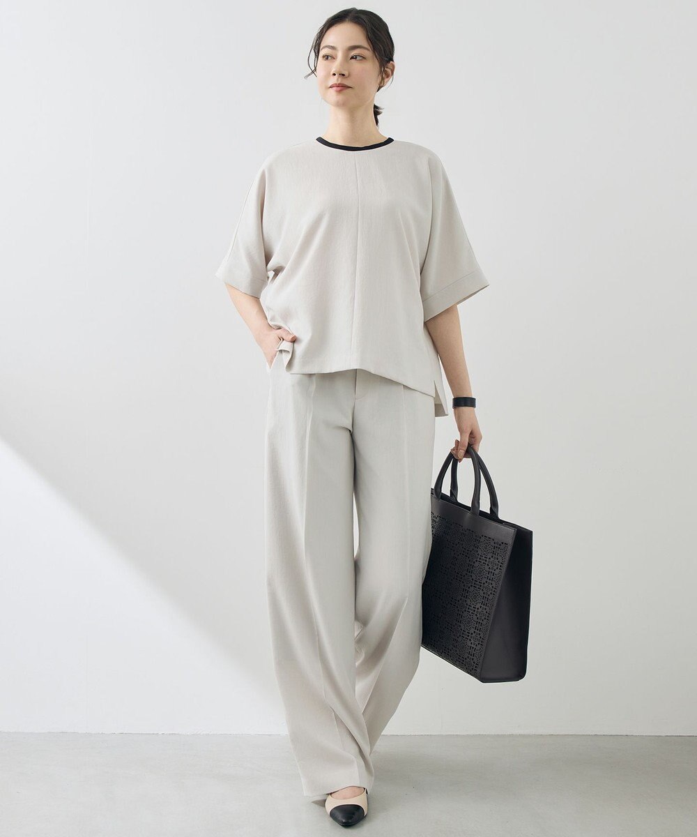 自由区 【カタログ掲載・セットアップ対応・セレモニー・ハレの日・通勤】テクスチャードスーツストレートワイド パンツ 