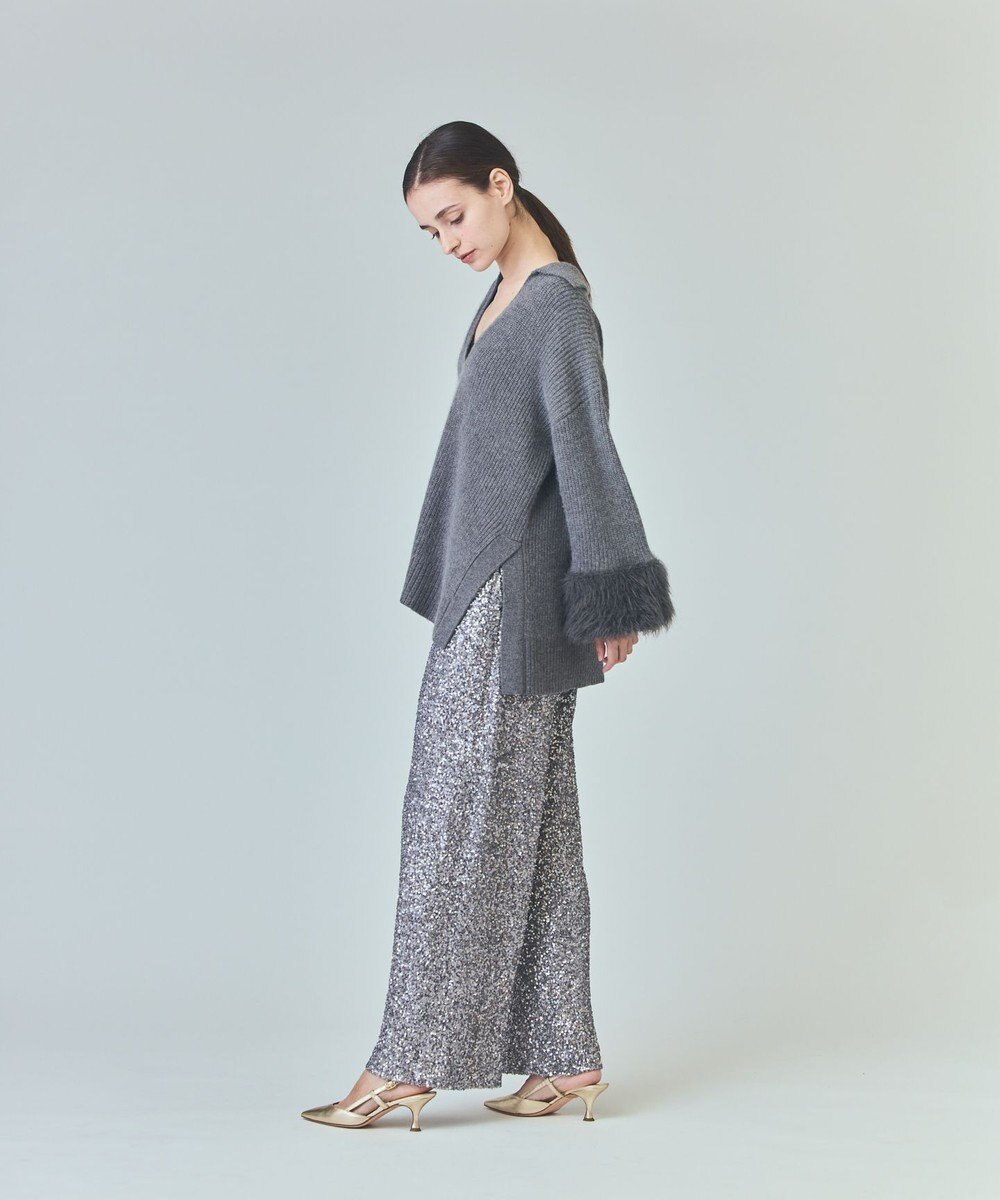 GRACE CONTINENTAL フェザースリーブニットトップ 