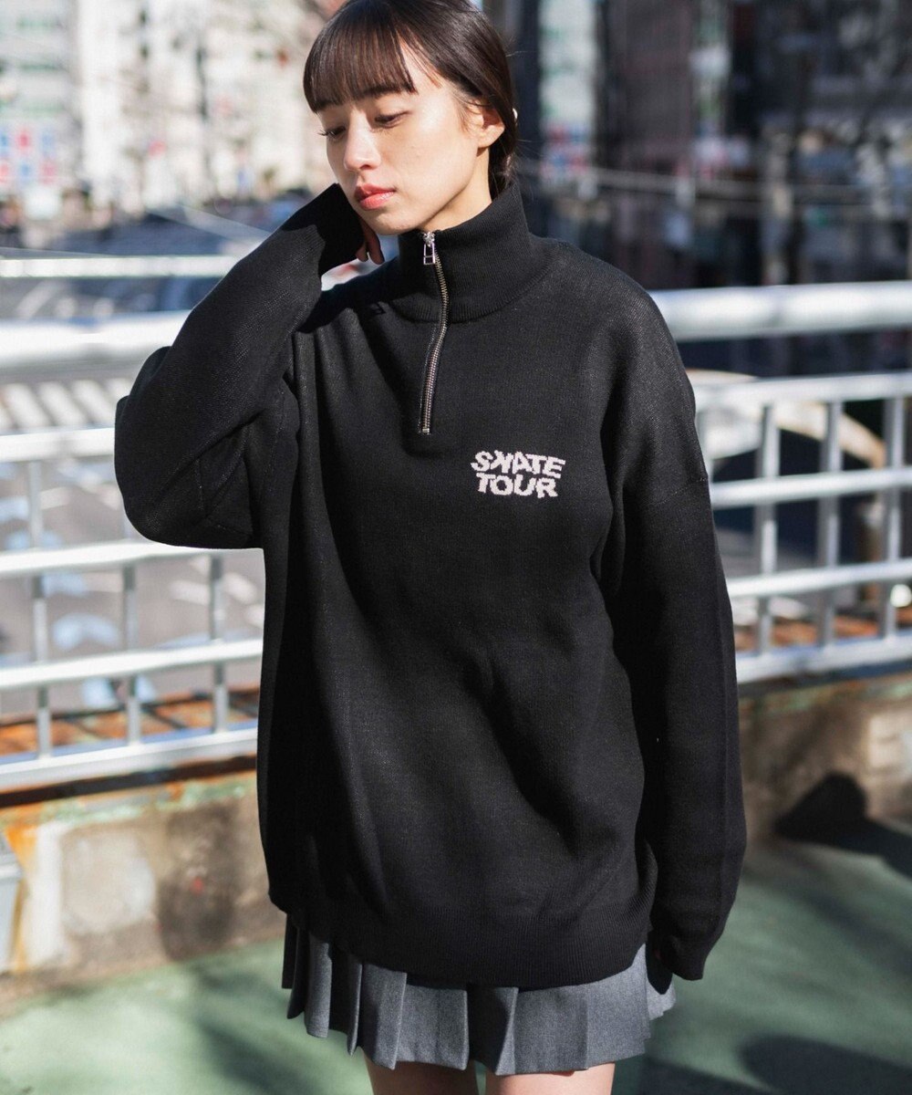 WEGO ハーフジップロゴプルオーバー 