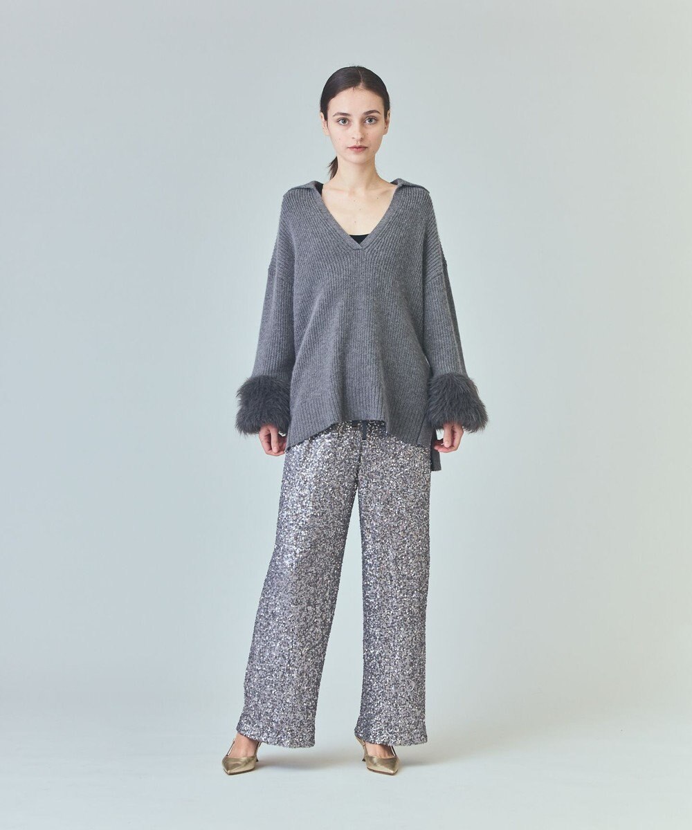 GRACE CONTINENTAL フェザースリーブニットトップ 