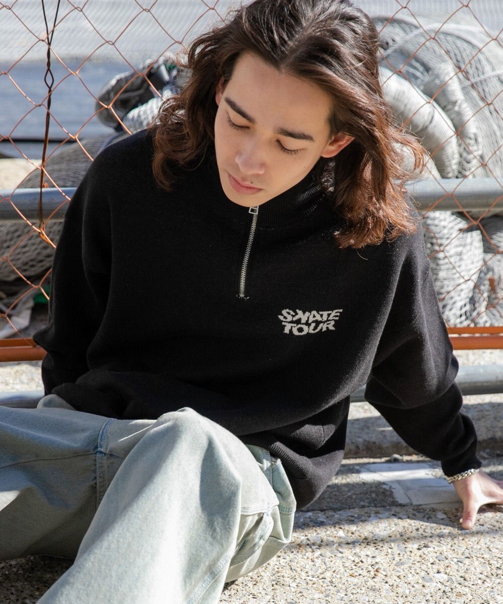 WEGO ハーフジップロゴプルオーバー 