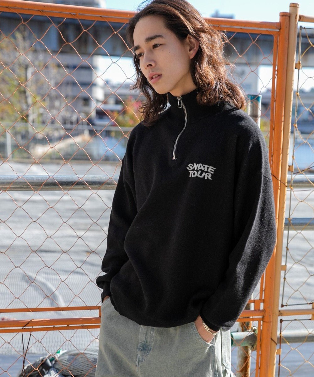 WEGO ハーフジップロゴプルオーバー 