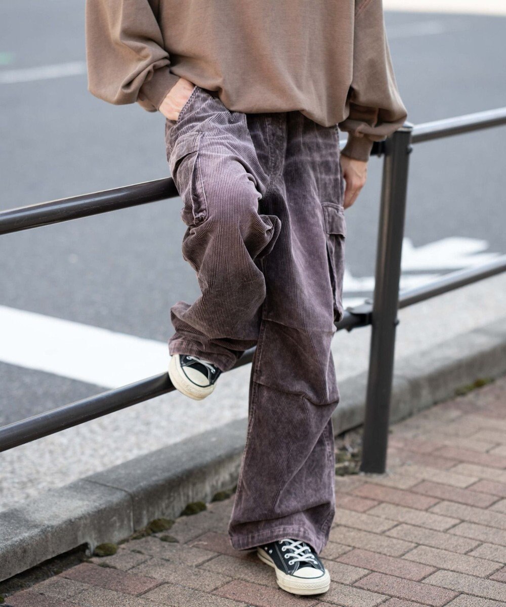 WEGO 【ウエストゴム/MLサイズ展開】イージーコーデュロイカーゴパンツ 