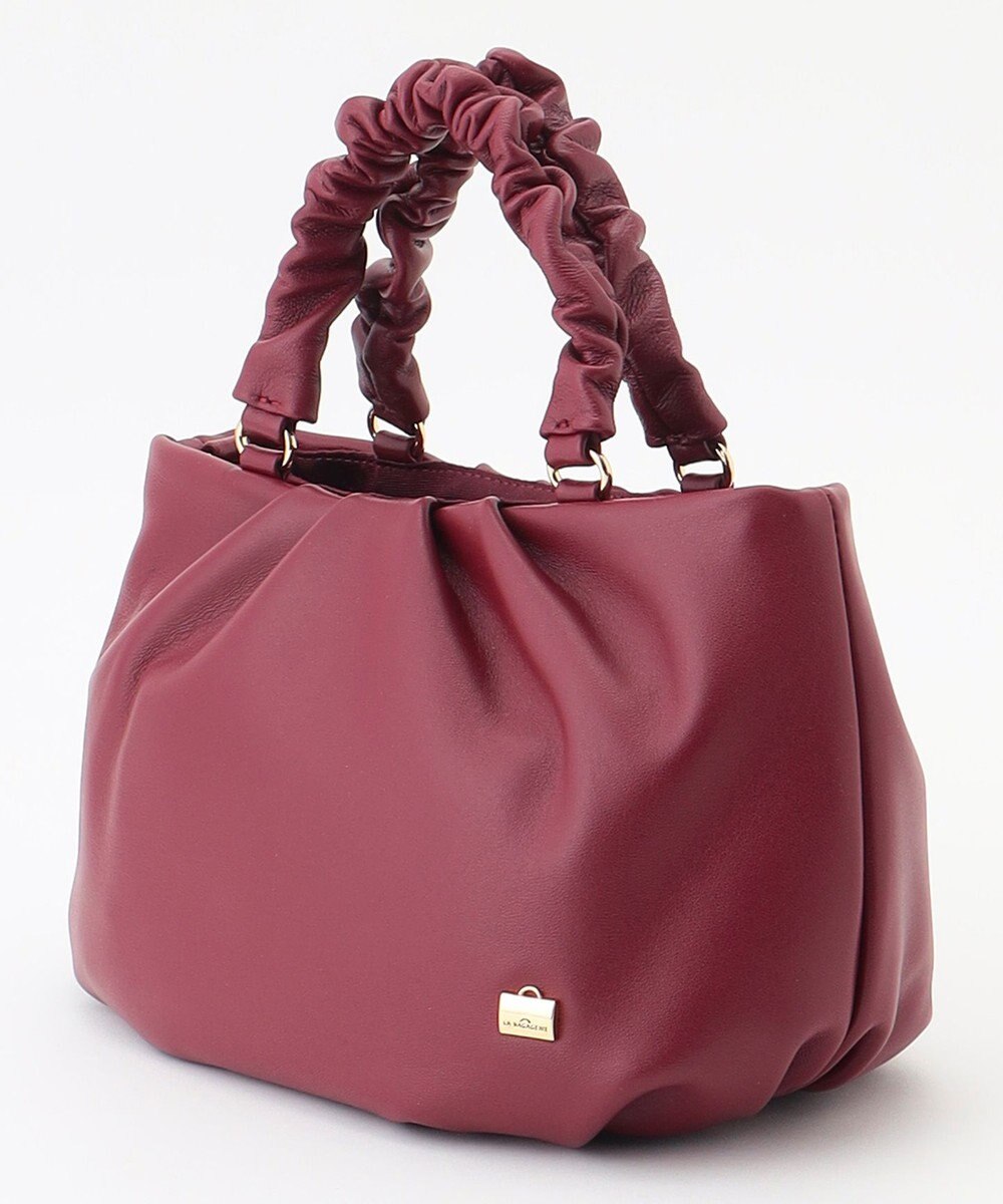 LA BAGAGERIE シープレザー ギャザーハンドル2wayラウンドトートバッグ 