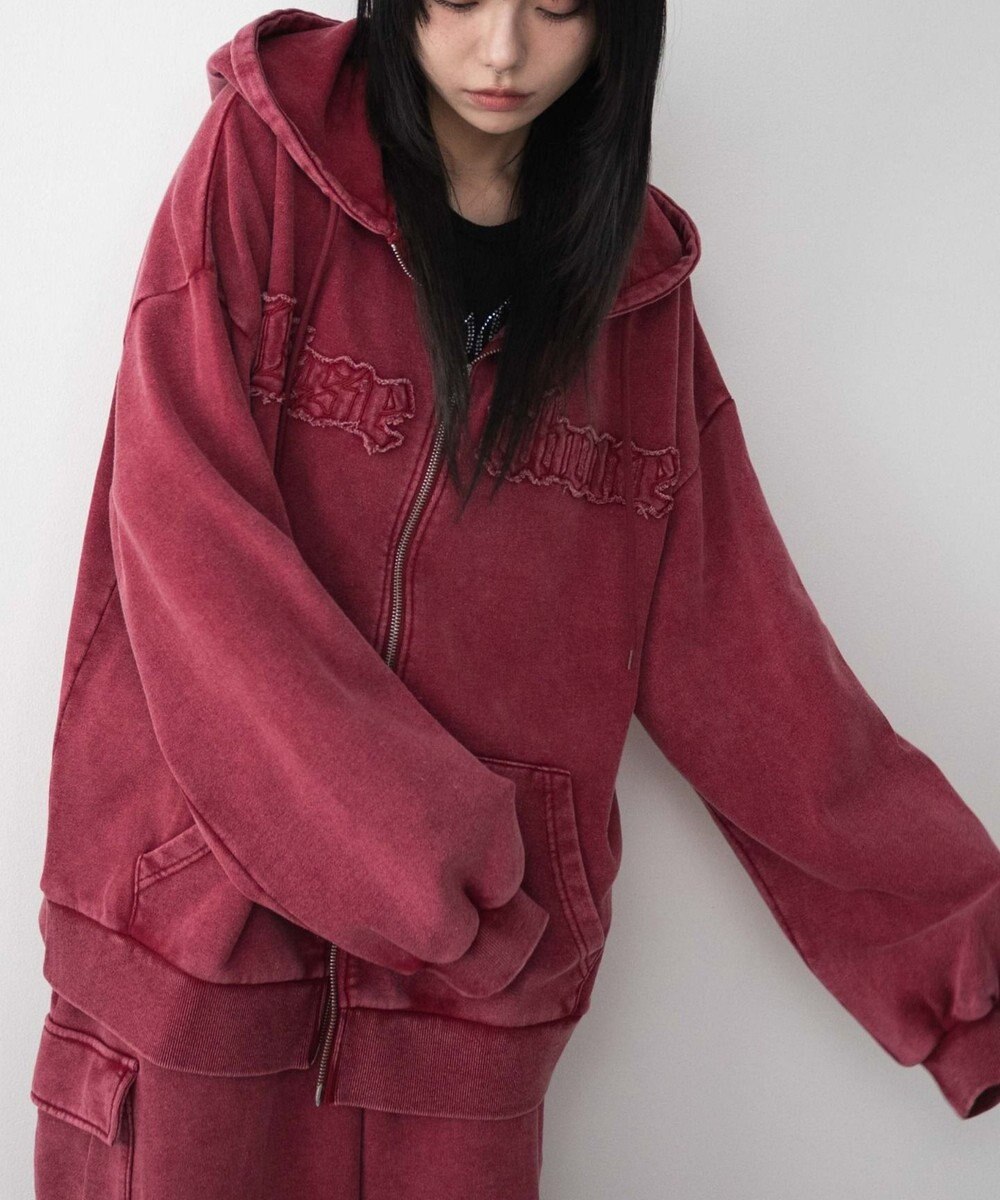 WEGO ロゴヴィンテージウォッシュジップパーカー 