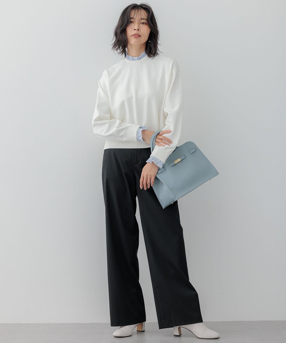 23区 S 【洗える】クリアコットンテリー ストライプフリル スウェット 