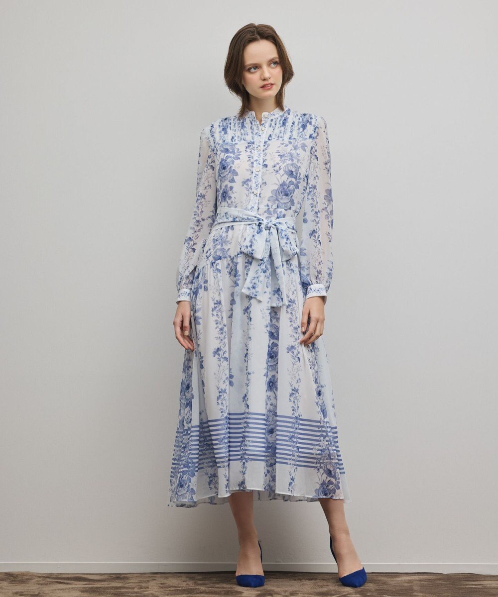 GRACE CONTINENTAL フラワープリントティアードワンピース 