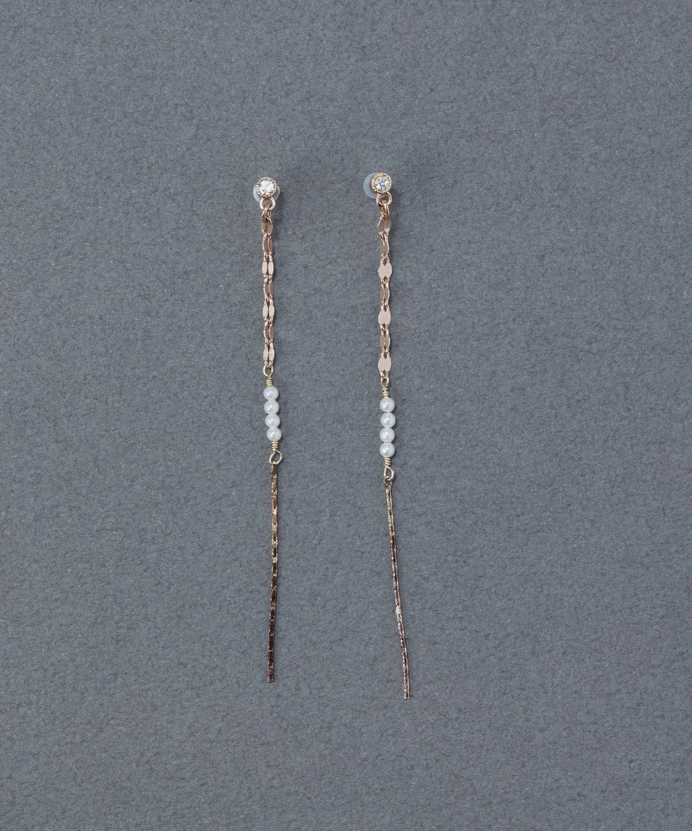 Phoebe 〈金属アレルギー対応〉ルミナスビジューセラミックポストピアス 揺れピアス/パール 