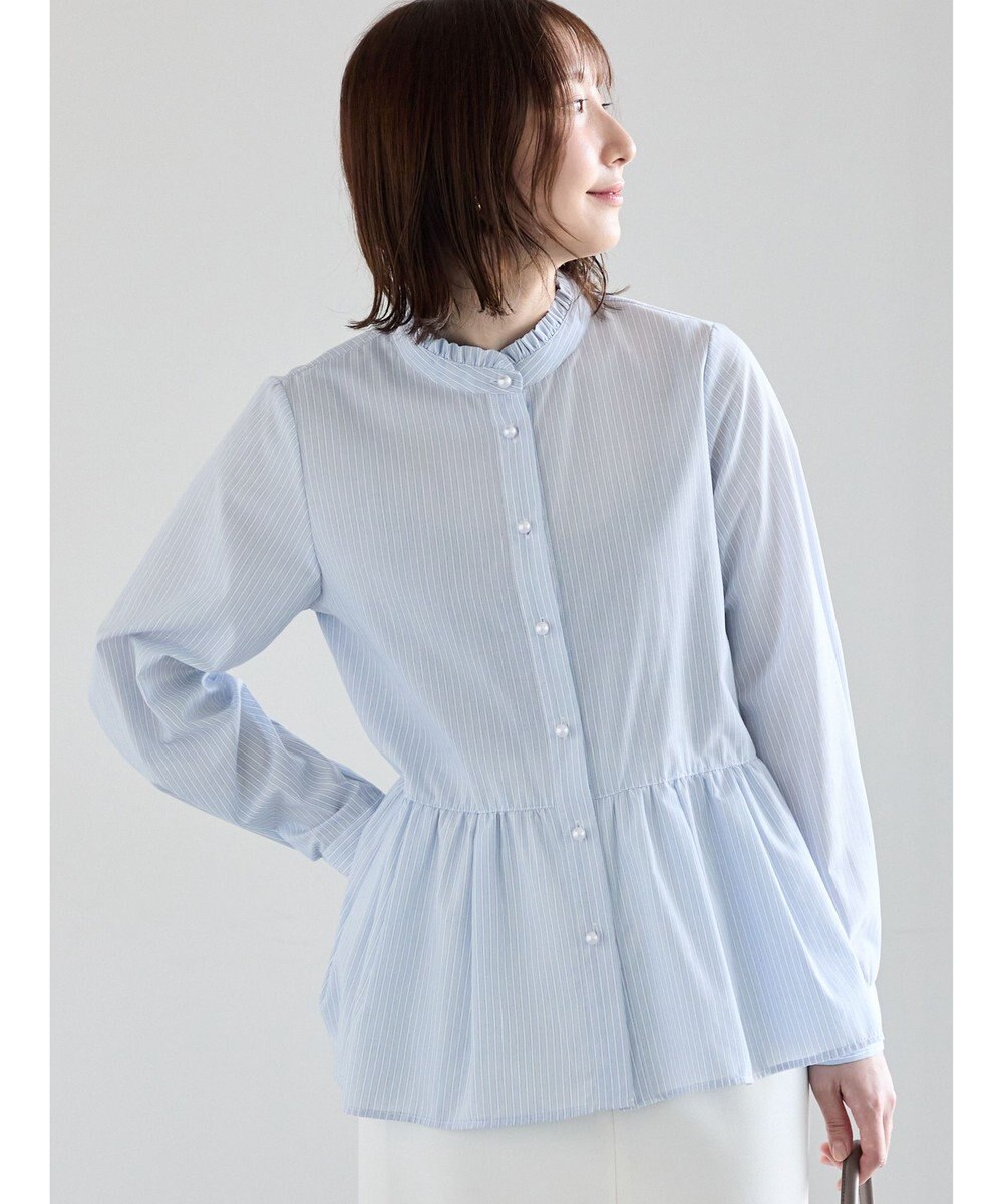 Te chichi パール釦スタンドフリルペプラムブラウス 
