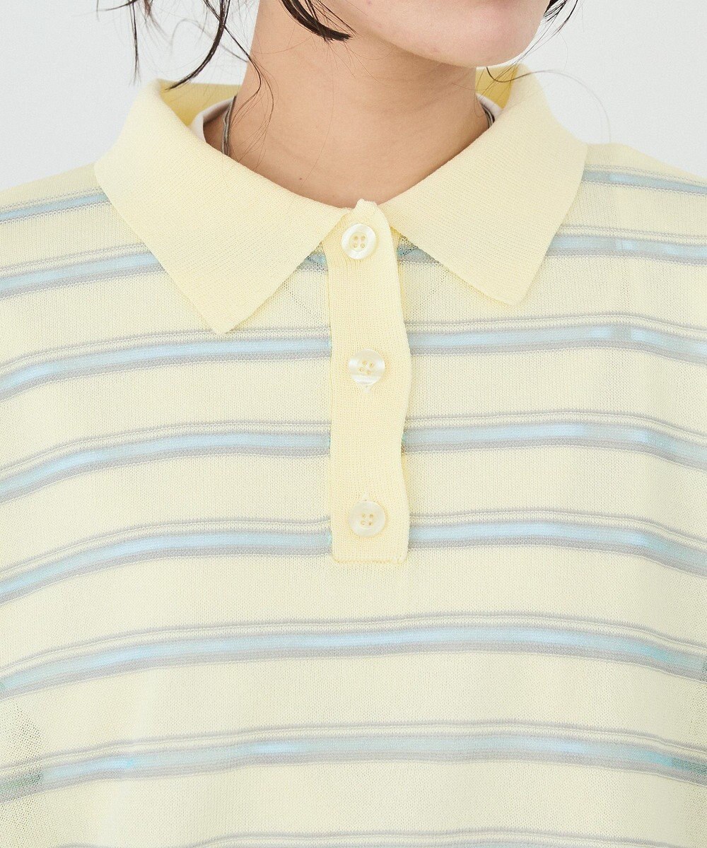 CRAFT STANDARD BOUTIQUE シアーボーダーポロ衿ニットプルオーバー 