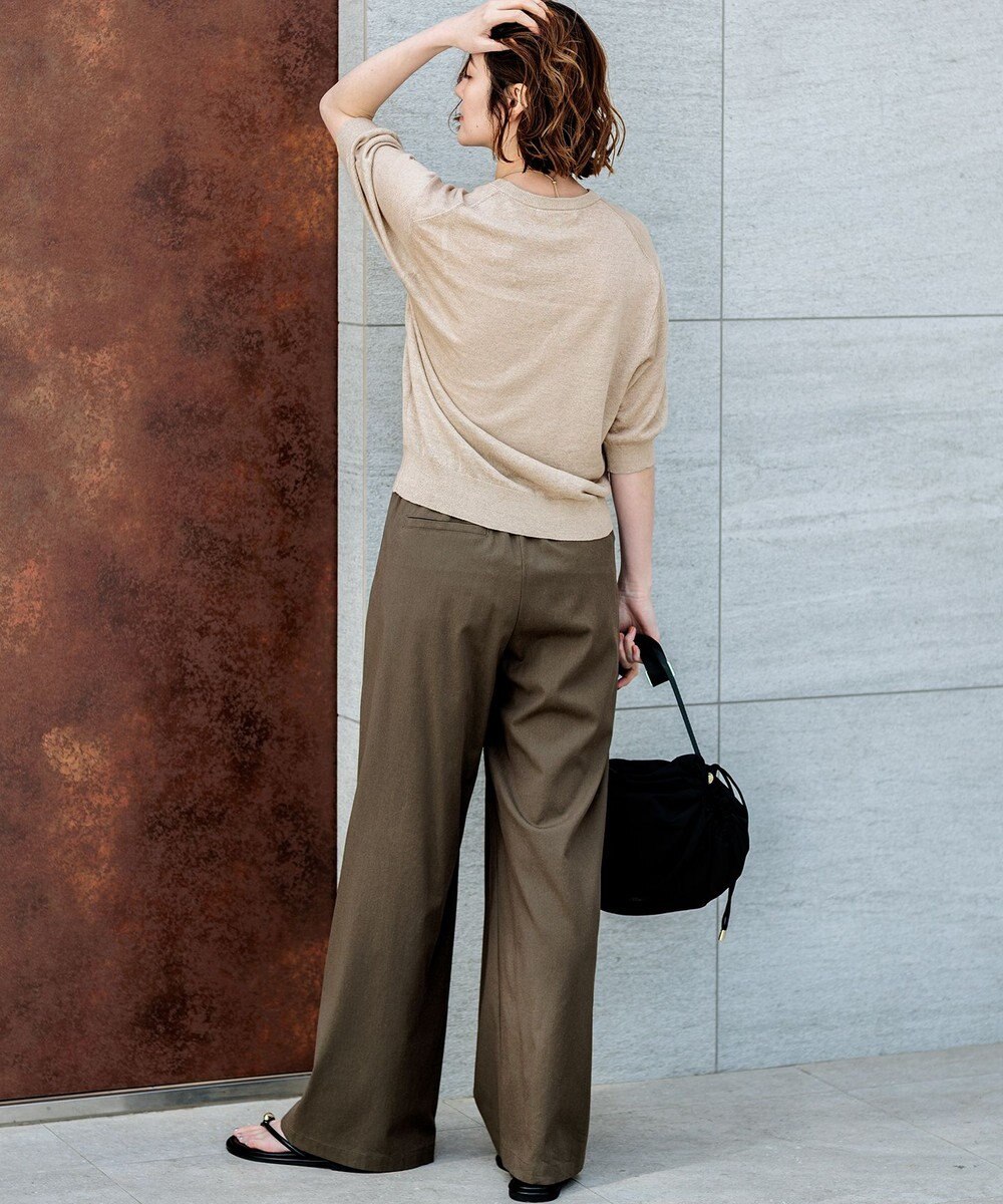 23区 【先行予約】ナチュラルスラブストレッチ ワイドパンツ 