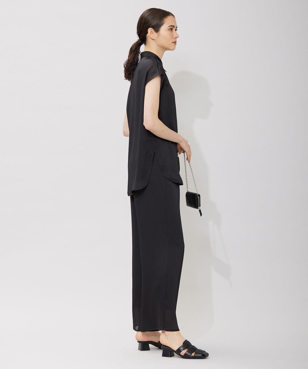 ICB 【接触冷感・洗える】サテンヨウリュウ ワイドストレートパンツ 