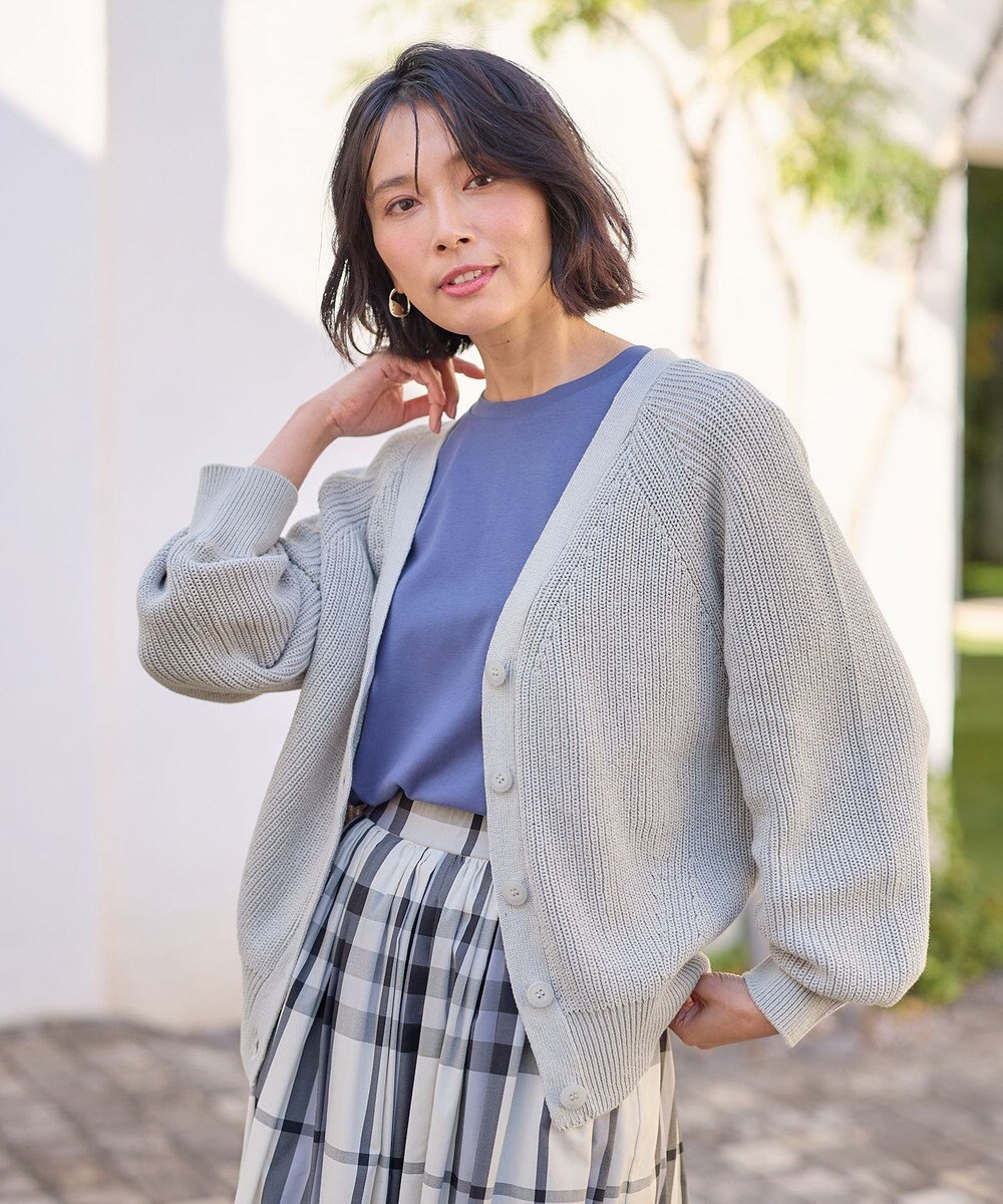 ANY 【洗濯機可/UVカット/アンチピリング】コットンＶネックカーディガン 