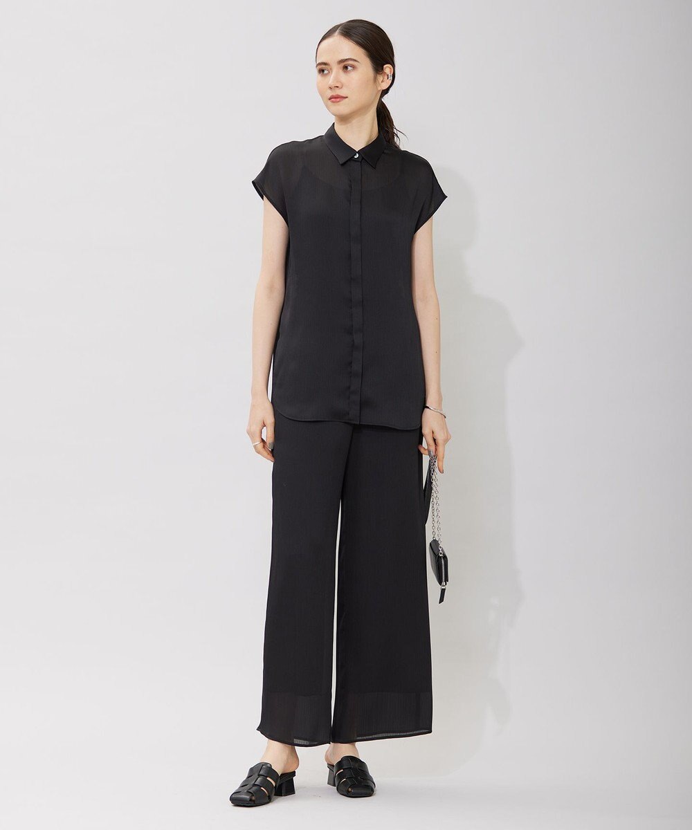 ICB 【接触冷感・洗える】サテンヨウリュウ ワイドストレートパンツ 