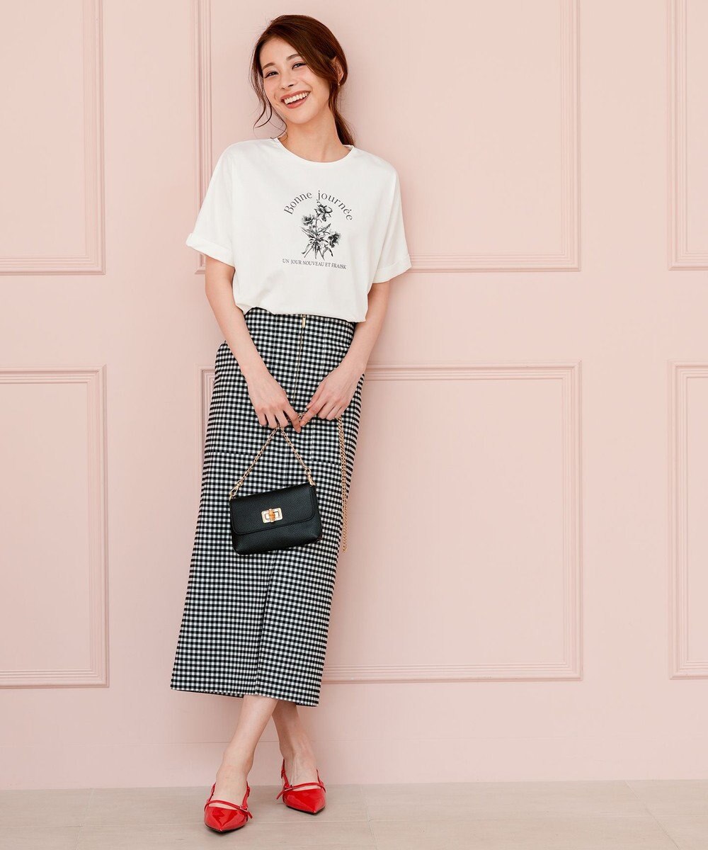 ANY SIS フラワープリント ロゴＴシャツ 