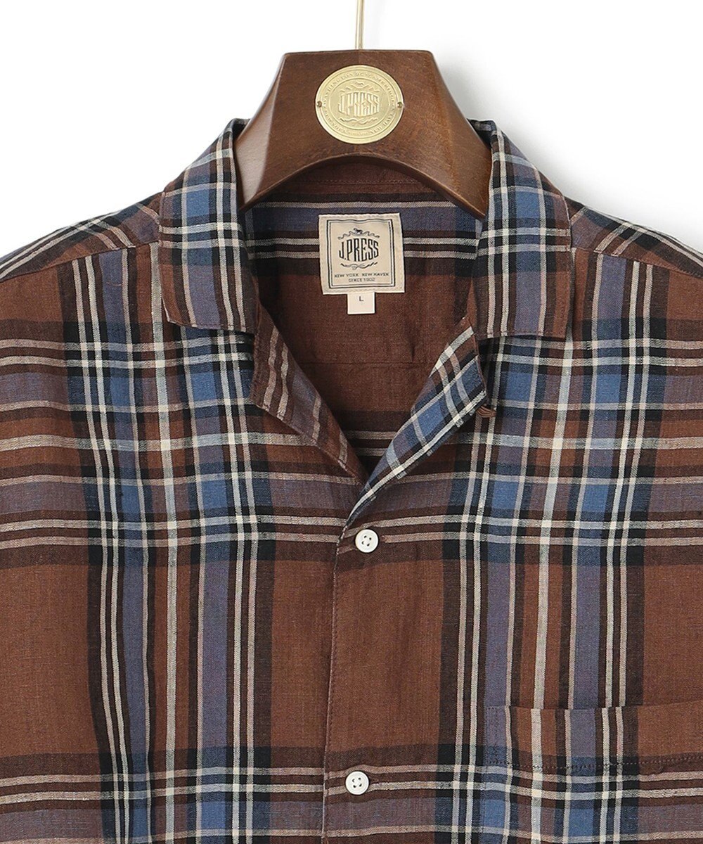 J.PRESS MEN フレンチリネンビッグチェックシャツ 