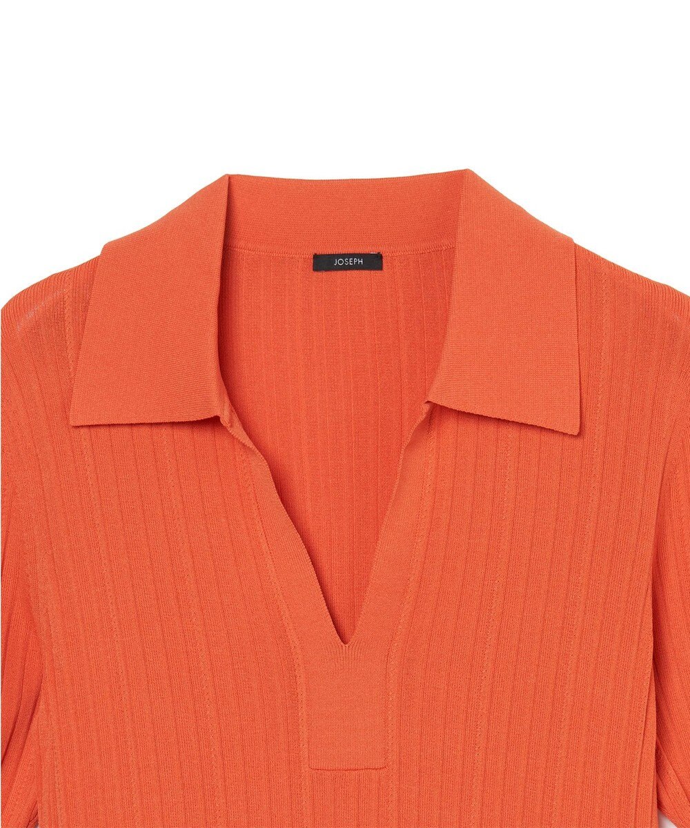 JOSEPH 【洗える】ヴィスコースリブ　ニットポロトップ 