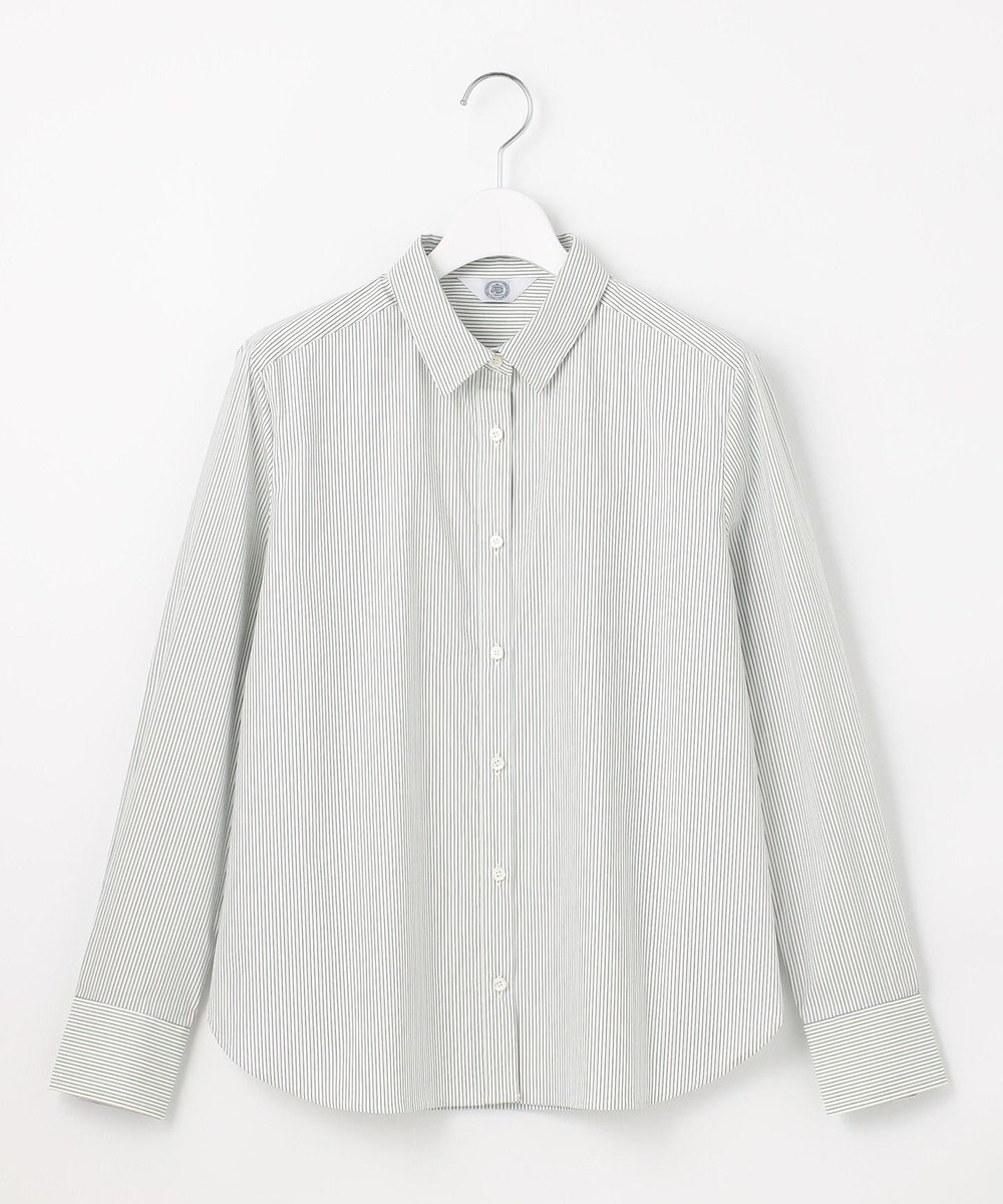 J.PRESS LADIES L 【洗える】BEZコットンナイロン ストライプ シャツカラー ブラウス 