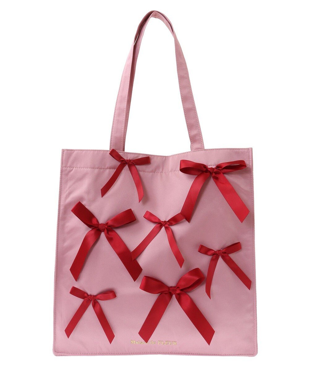 Maison de FLEUR リボンサテンスクエアトートバッグ 