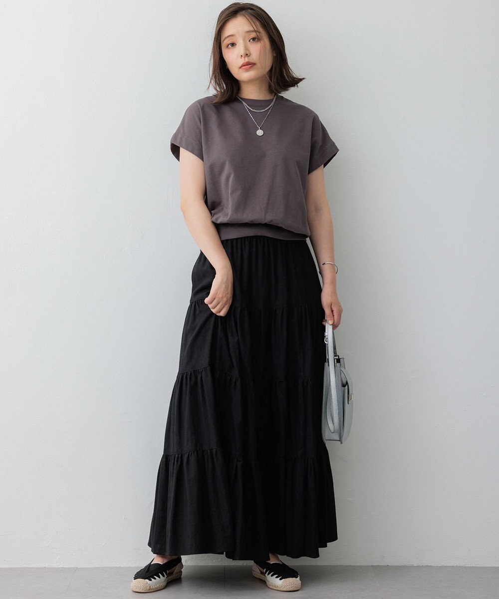 23区 【SLOW/WEB限定】コンパクトインレー フレンチスリーブ カットソー 