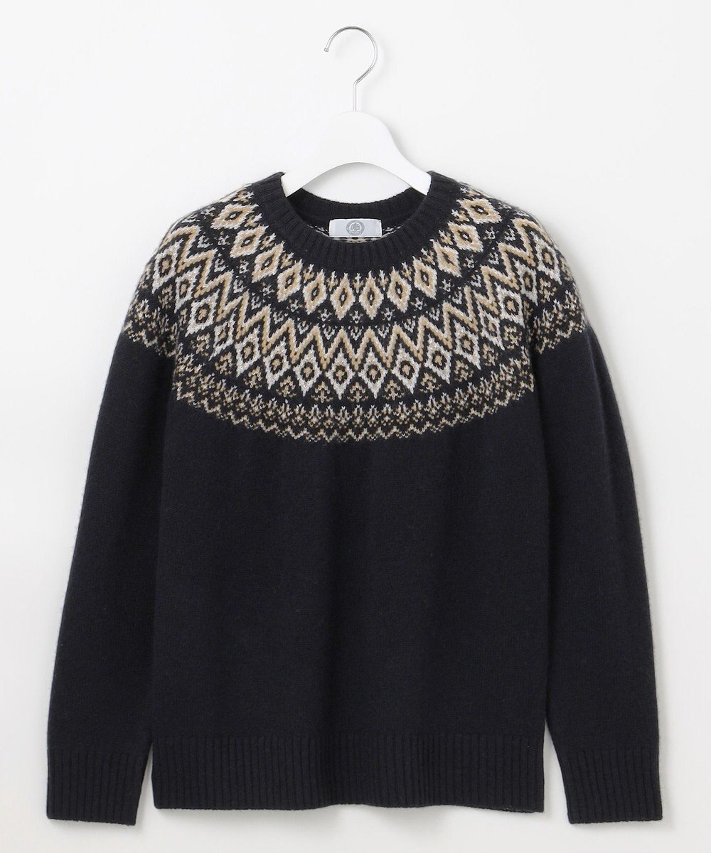 J.PRESS LADIES 【WEB限定カラーあり・洗える】FAIR ISLE ラウンドネック ニット 