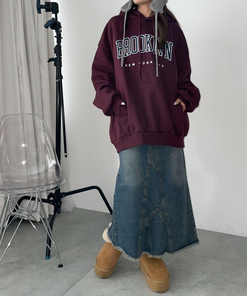 WEGO 【裏起毛】BROOKLYNロゴビッグパーカー 