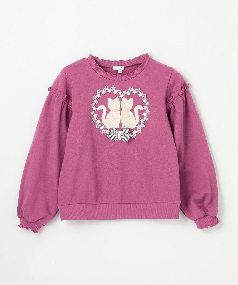 ANY KIDS ネコシルエット裏毛トレーナー 