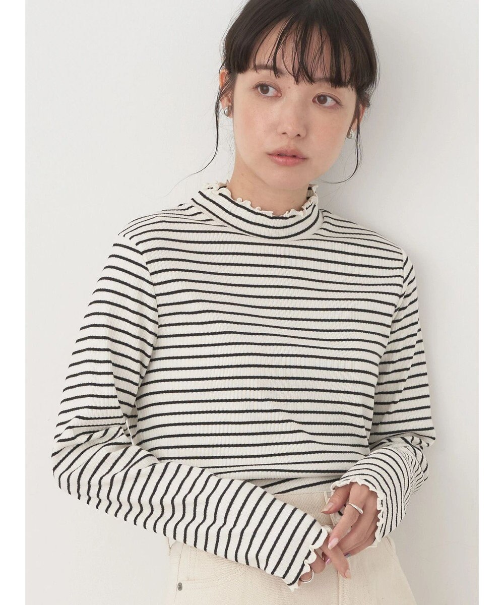 earth music&ecology チェーンリブハイネックプルオーバー 