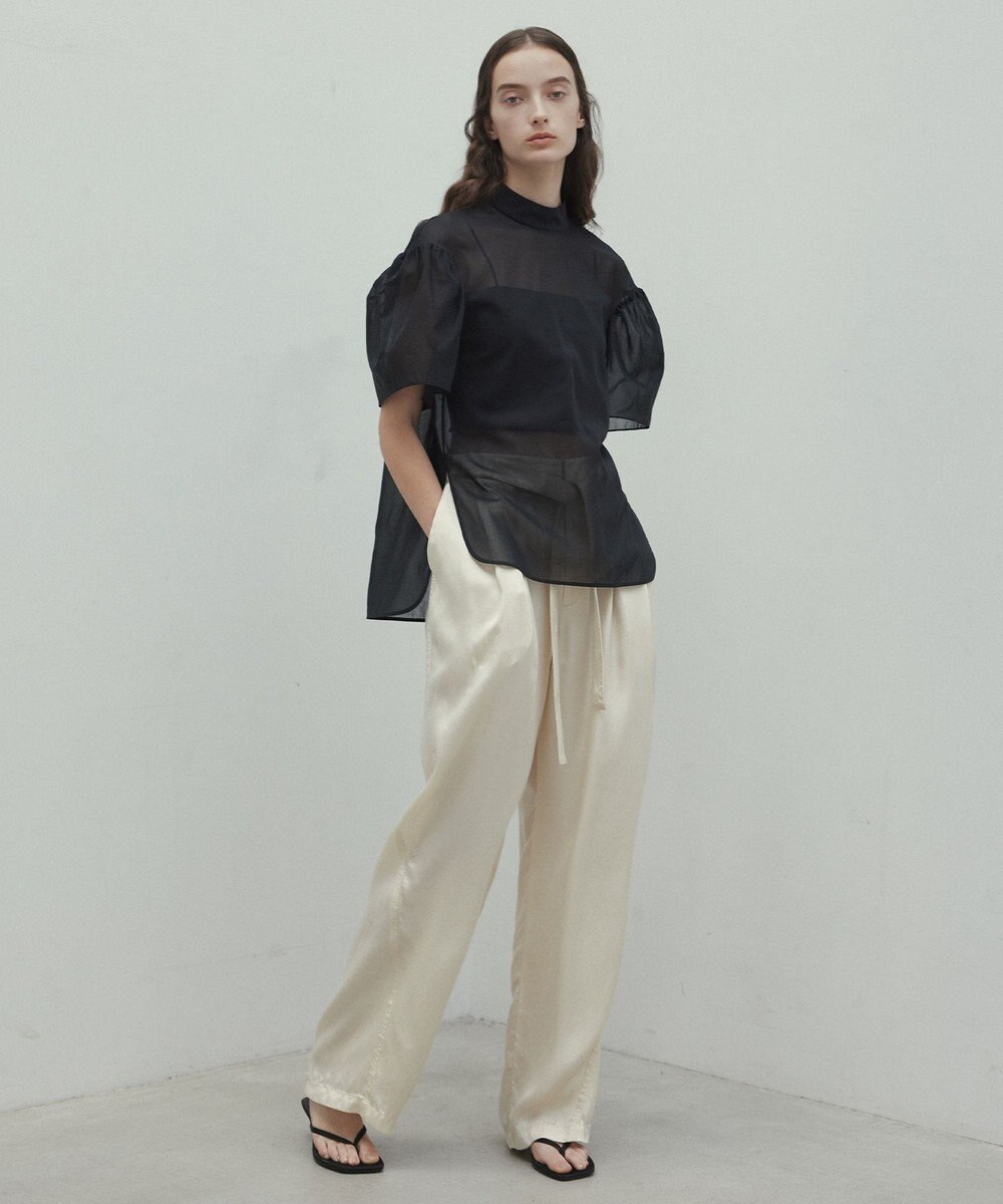 BEIGE， 【洗える】PLUMERIA / コットンシアーパフスリーブブラウス 