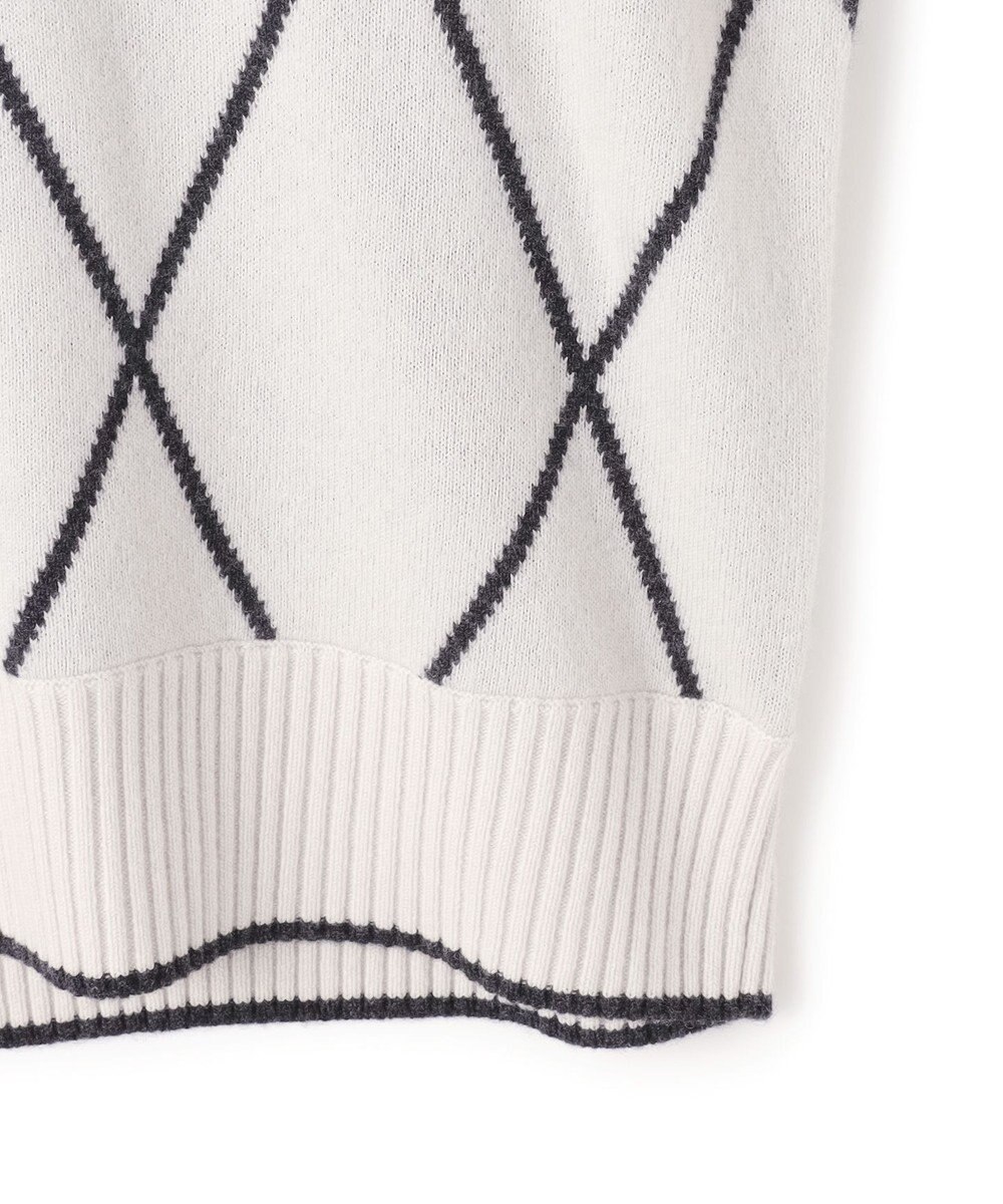 ICB L 【先行予約・洗える】ソフトカシミヤミックス ダイヤ柄ハイネックニット 