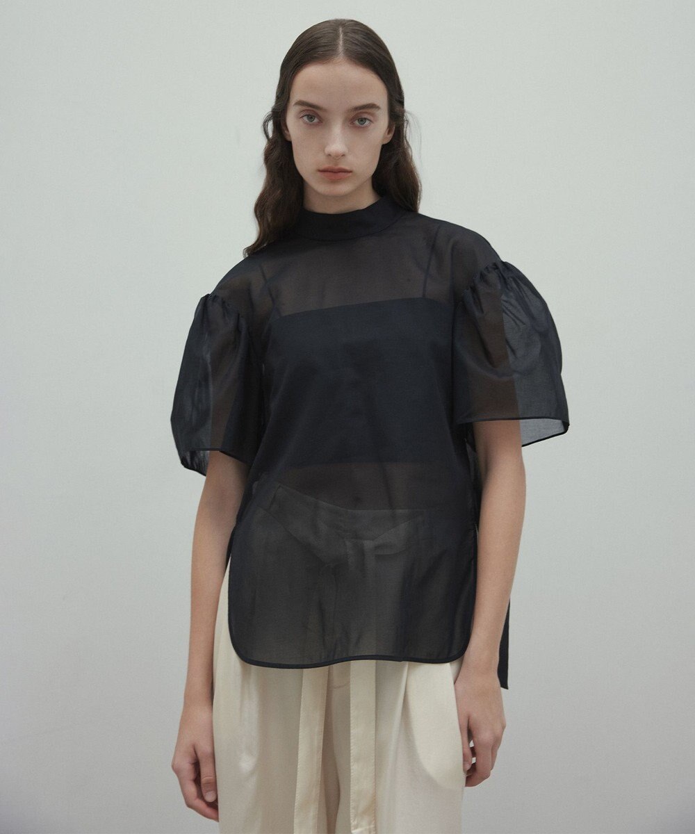 BEIGE， 【洗える】PLUMERIA / コットンシアーパフスリーブブラウス 