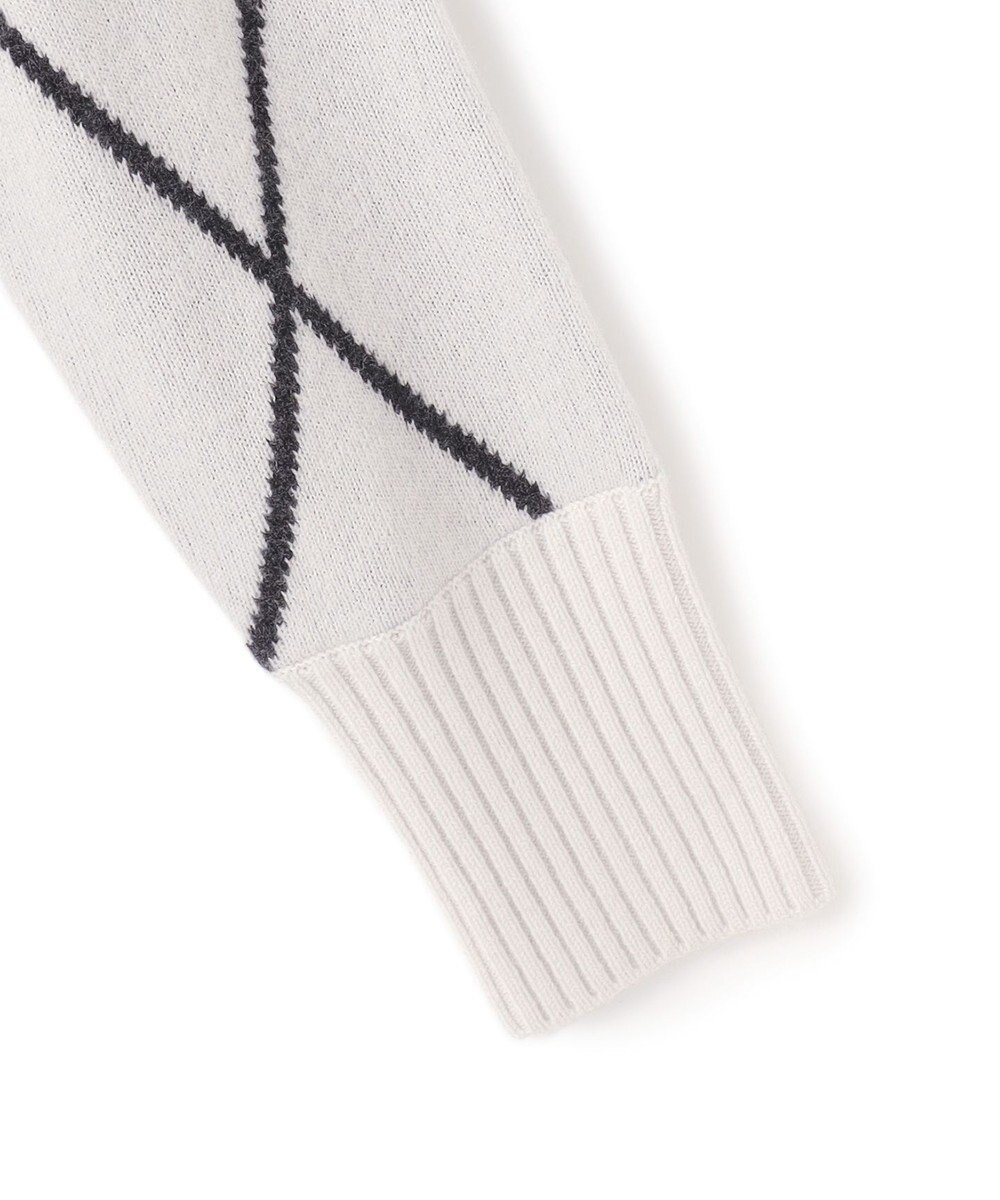 ICB L 【先行予約・洗える】ソフトカシミヤミックス ダイヤ柄ハイネックニット 