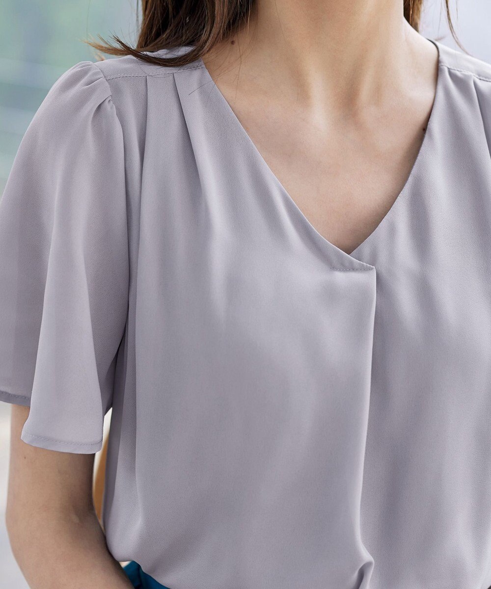 Tiaclasse 【洗える】シフォンフレアスリーブブラウス 