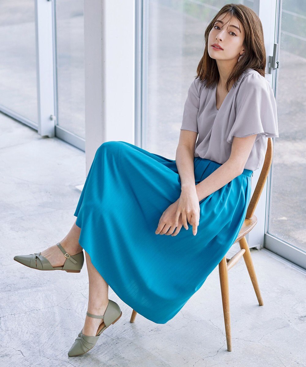 Tiaclasse 【洗える】シフォンフレアスリーブブラウス 