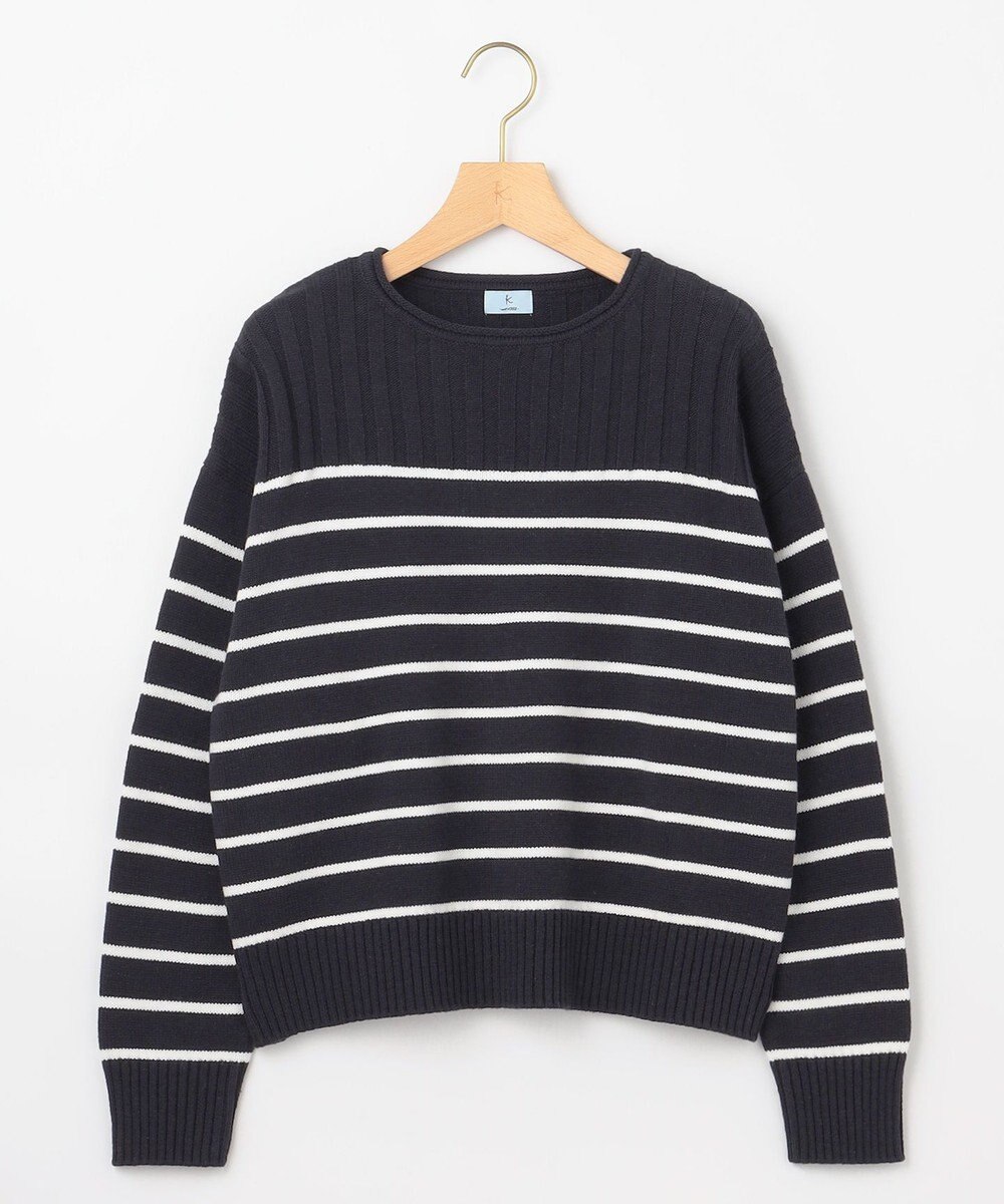 組曲 華奢見え パネルボーダーニット 