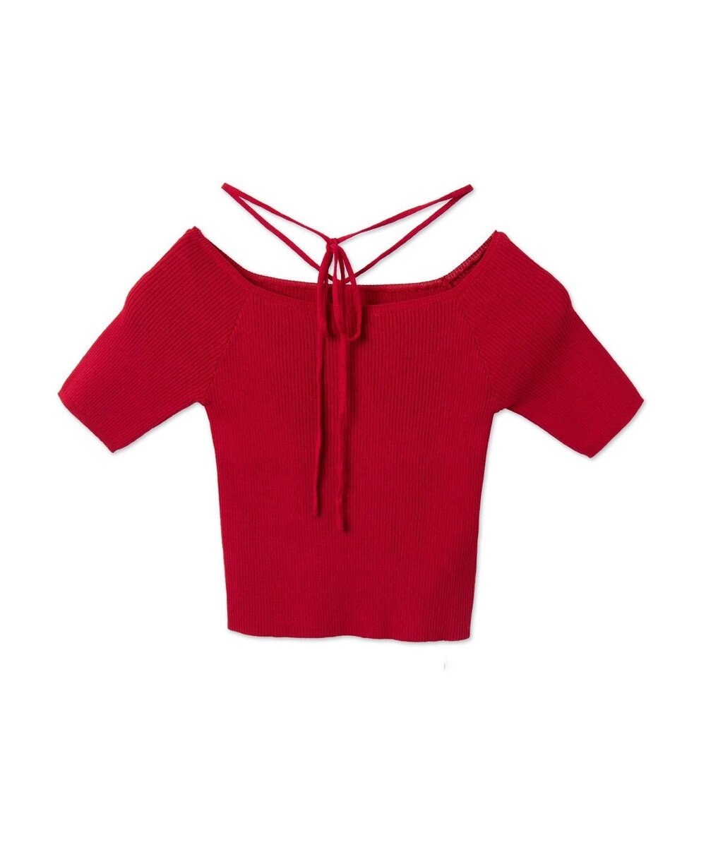 WEGO チョーカーリボン付きオフショルニット 