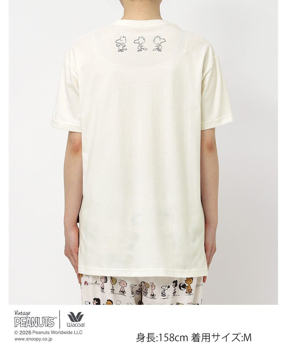 WACOAL PEANUTS トップス 4分袖 Tシャツ 綿100%(本体) スヌーピー レディース FTT168 /ワコール 