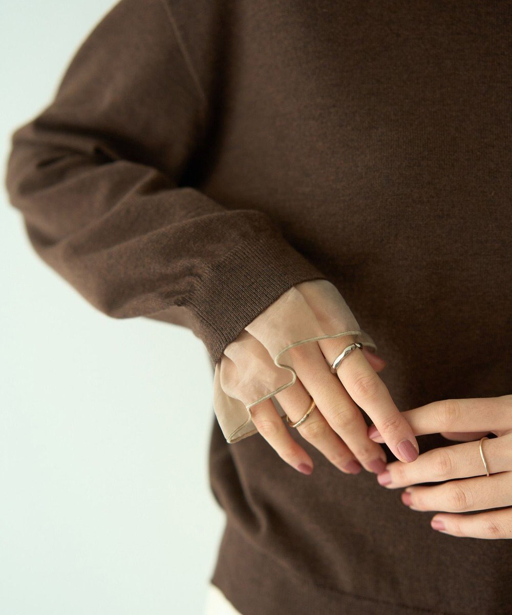 YECCA VECCA 2wayフリルクルーネックニット 