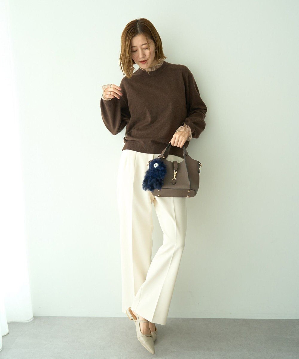 YECCA VECCA 2wayフリルクルーネックニット 