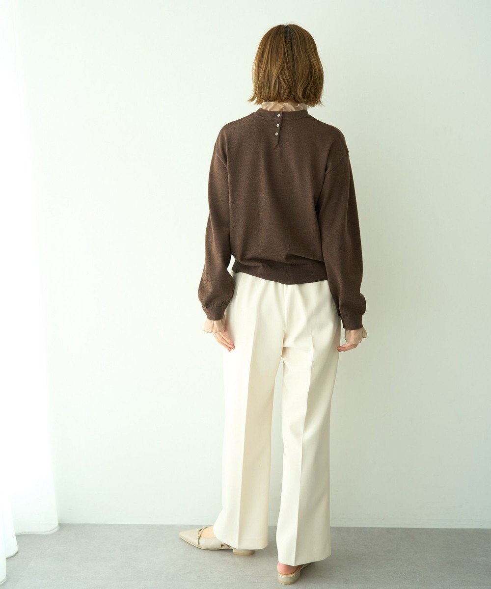 YECCA VECCA 2wayフリルクルーネックニット 